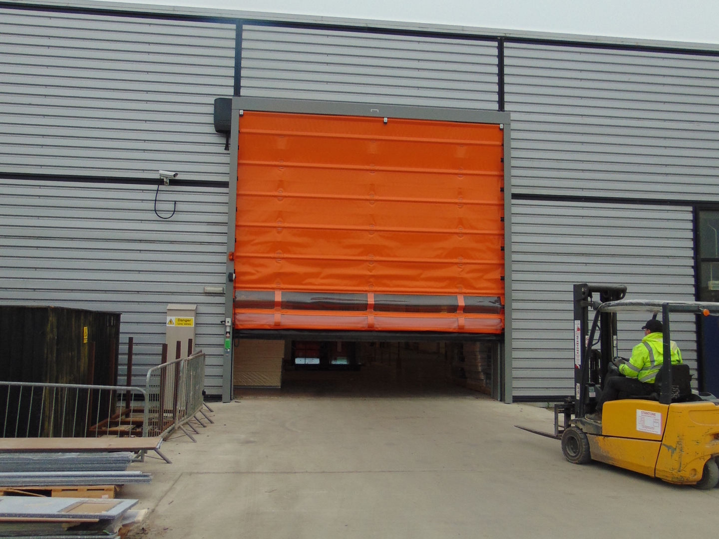 Orange External Roll Up High Speed Door