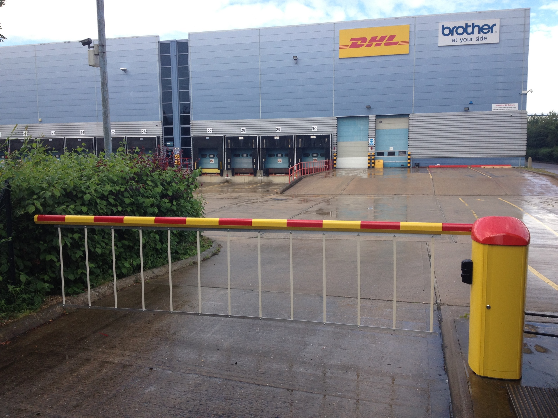 Senor controlled automatic barrier powder coated in company colours