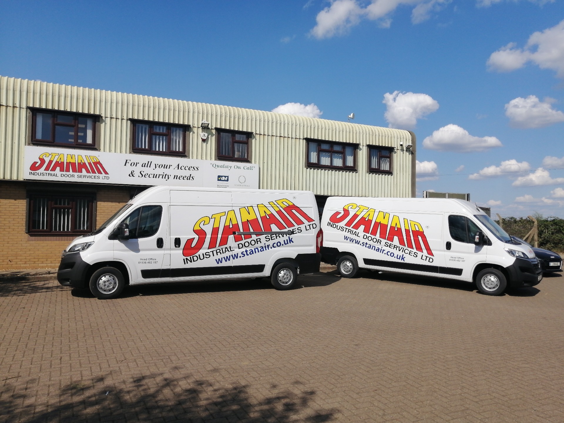 Stanair vans parked outside Kettering HQ