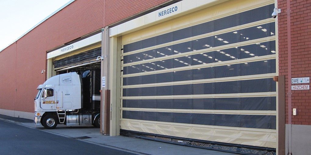 Full size Nergeco Industrial motor operated fly screen mesh door