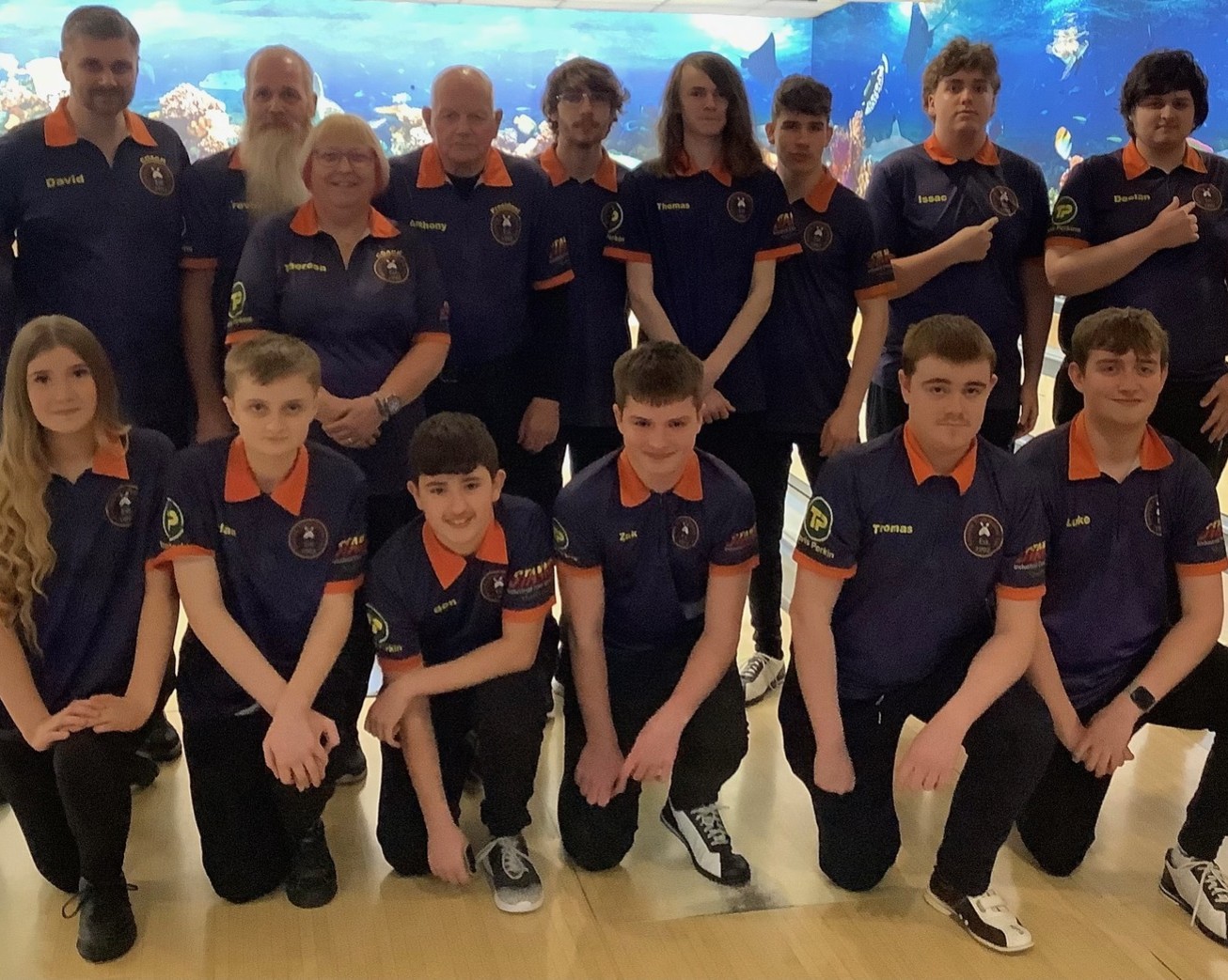 Kettering youth bowling team whose shirts are sponsored by Stanair