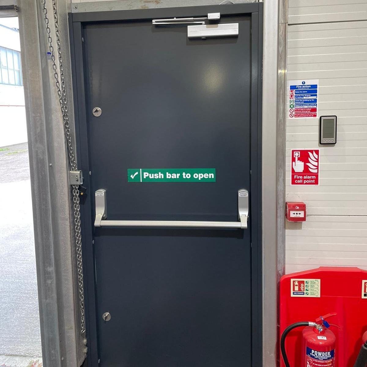Fire Exit Door with push crash bar and automatic closer